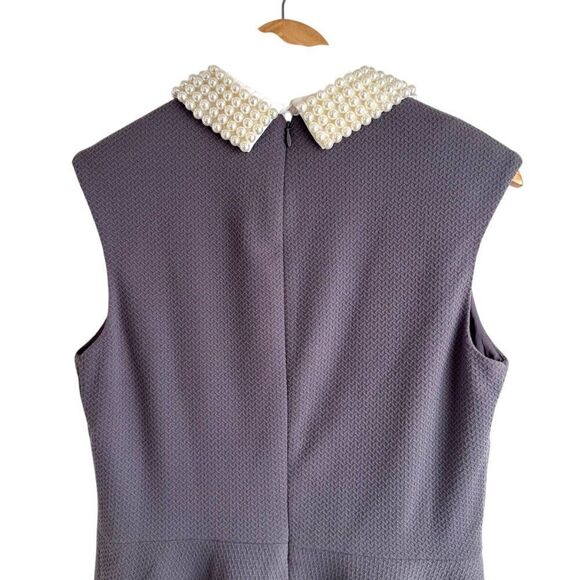 Betsey Johnson Grey Pearl Collar Sleeveless Dress Size 10 - Picture 6 of 8